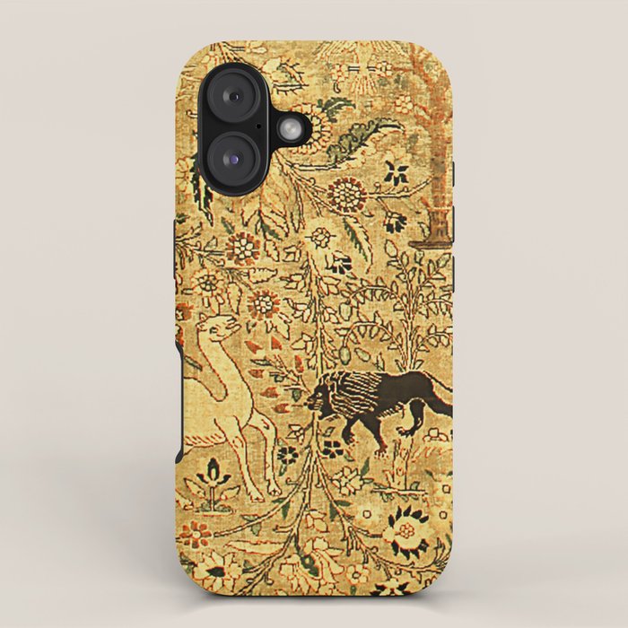 Antique Persian Tabriz Animal Rug Print iPhone Case Gallery Image 1