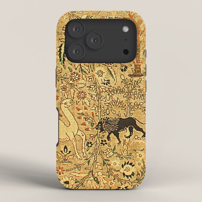 Antique Persian Tabriz Animal Rug Print iPhone Case Gallery Image 3