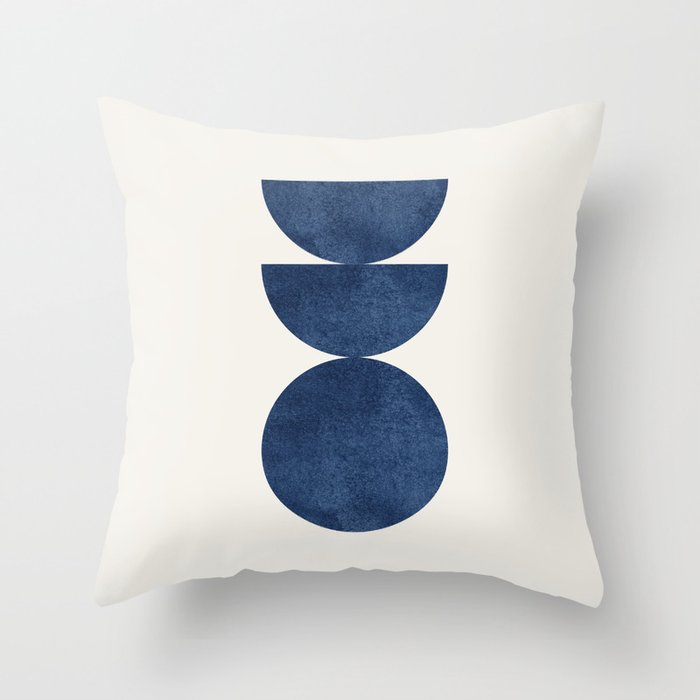 Woodblock navy blue Mid century modern Throw Pillow Gallery Image 6