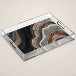 Elegant black marble with gold and copper veins Acrylic Tray Gallery Image 1