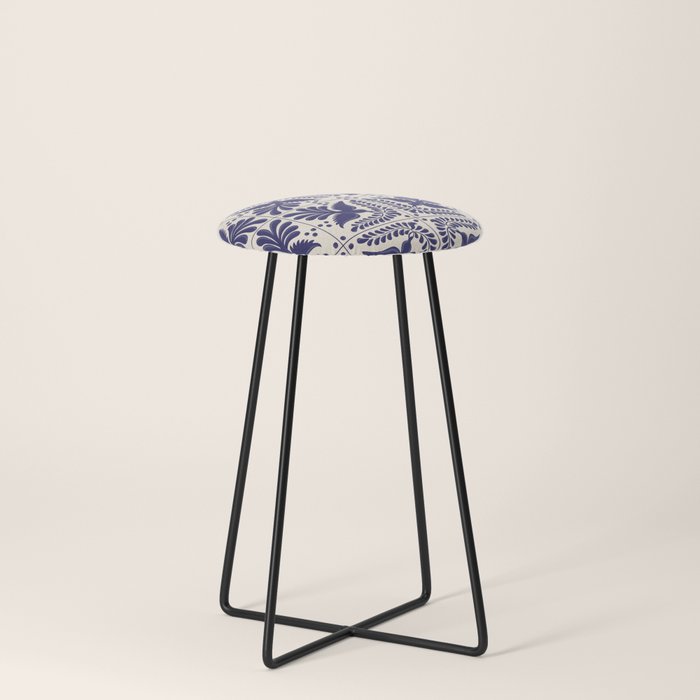 Mexican Talavera With Blue Birds Pattern by Akbaly Stool Gallery Image 3