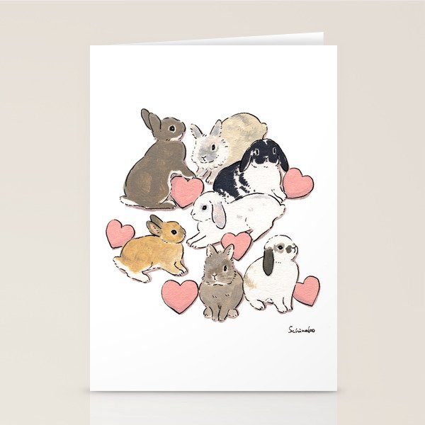 Hearts and bunnies Stationery Card Gallery Image 2