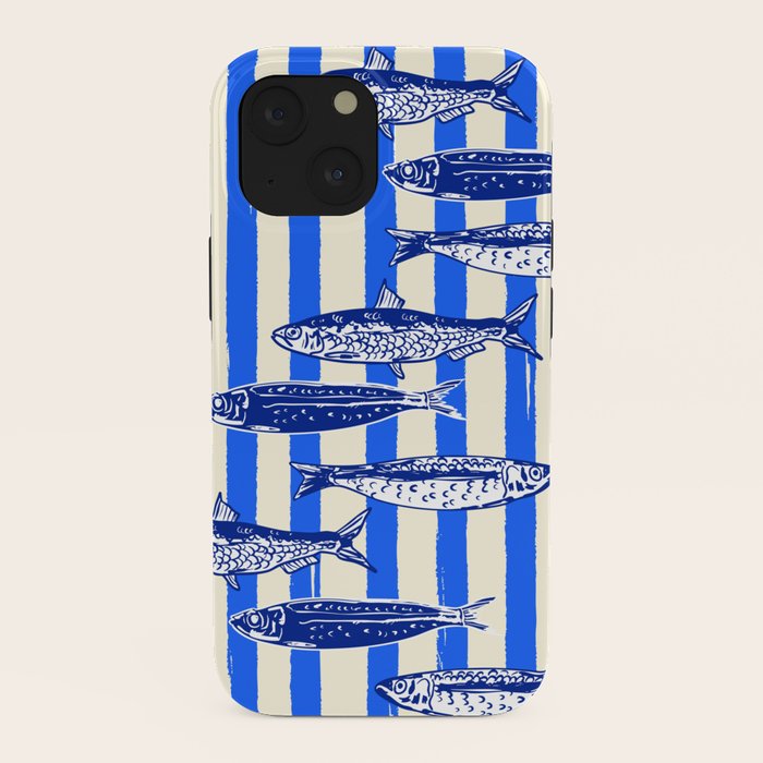 Swimming Sardines - Blue Striped Coastal Art iPhone Case Gallery Image 38