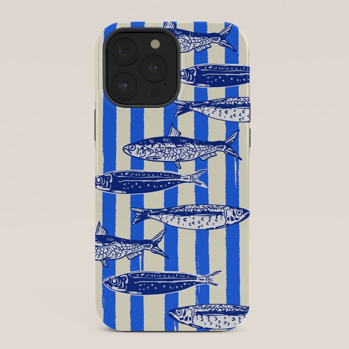 Swimming Sardines - Blue Striped Coastal Art iPhone Case Gallery Image 36