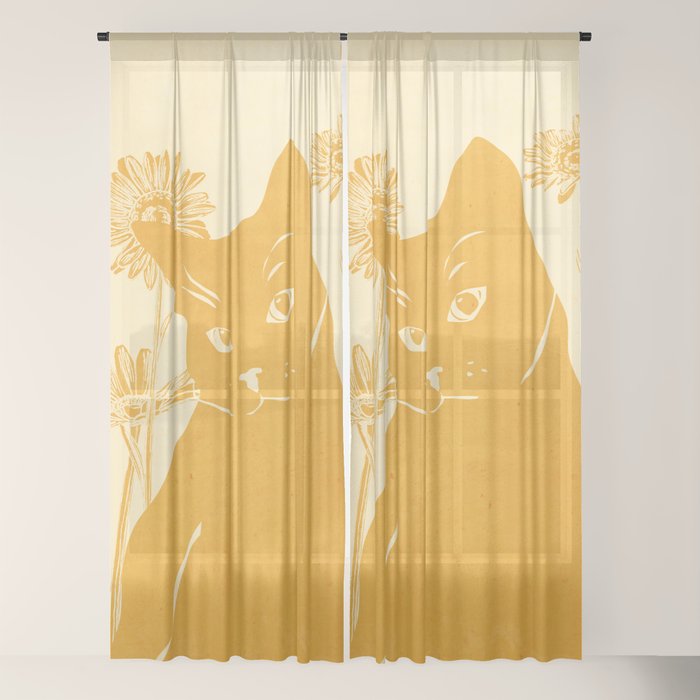 Minimalist Yellow Cat Window Curtain Gallery Image 22