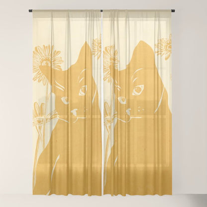 Minimalist Yellow Cat Window Curtain Gallery Image 22
