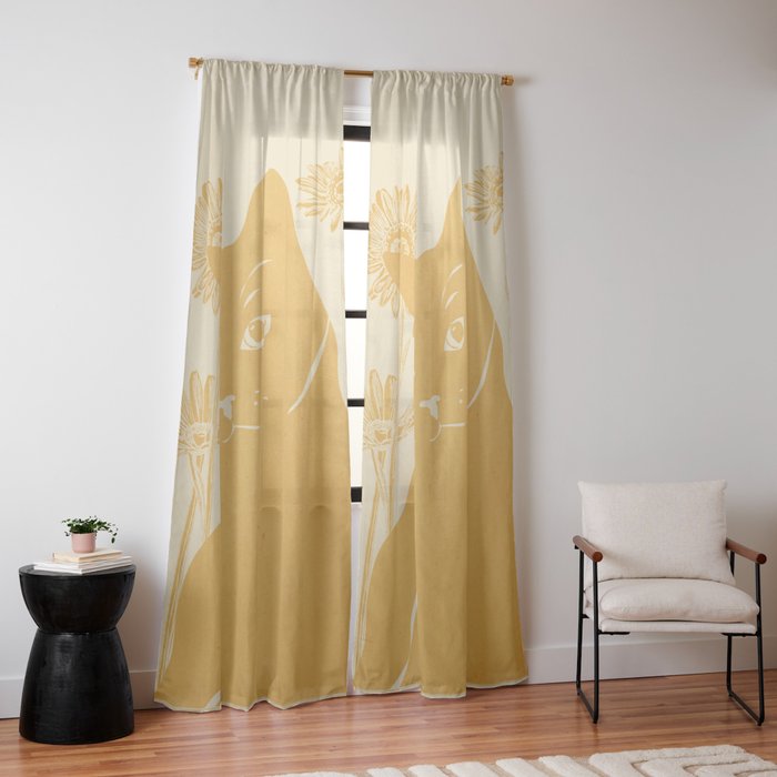 Minimalist Yellow Cat Window Curtain Gallery Image 14