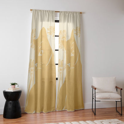 Minimalist Yellow Cat Window Curtain Gallery Image 14