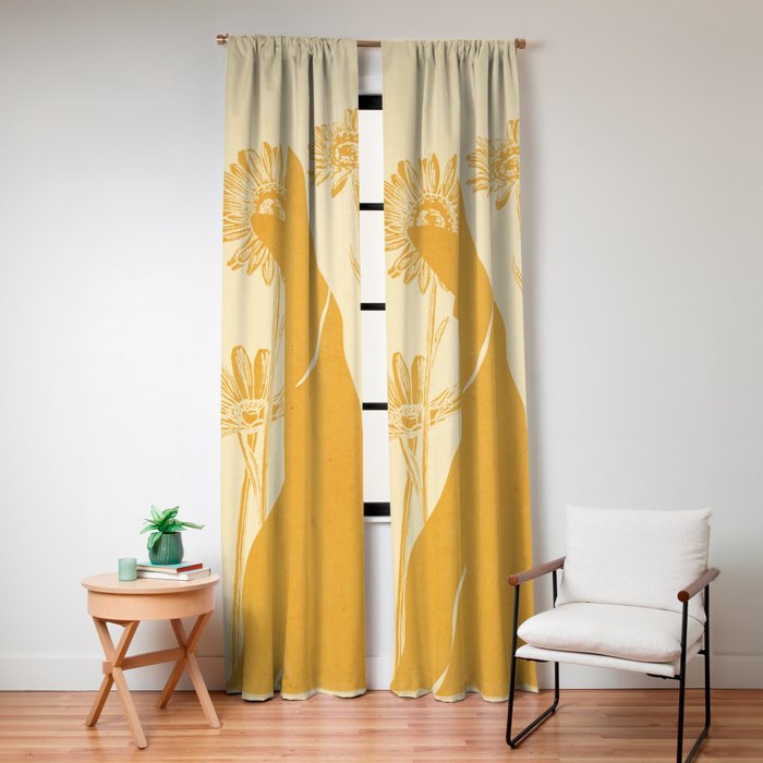 Minimalist Yellow Cat Window Curtain Gallery Image 4