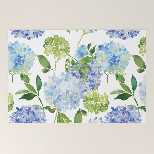 Blue Hydrangea Flowers Welcome Mat Gallery Image 2