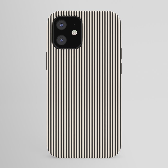 Ultra Fine Stripes Vertical Minimalist Pattern in Black and Almond Cream iPhone Case Gallery Image 41