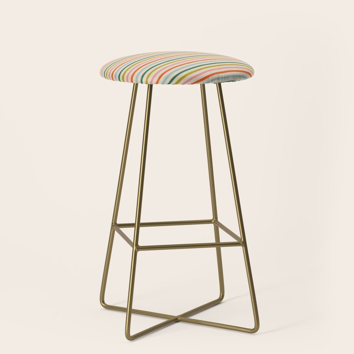 Colorful retro stripe line art pattern Stool Gallery Image 2