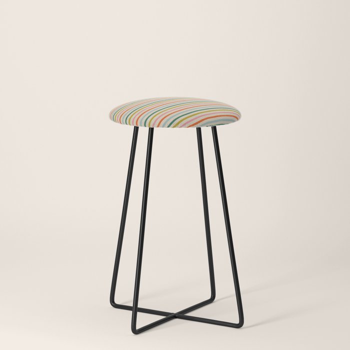 Colorful retro stripe line art pattern Stool Gallery Image 3