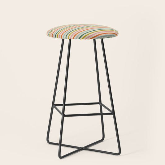 Colorful retro stripe line art pattern Stool Gallery Image 1
