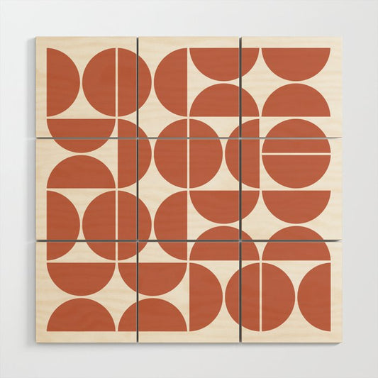 Mid Century Modern Geometric 04 Terracotta Wood Wall Art Gallery Image 1