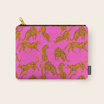 Abstract leopard with red lips illustration in fuchsia background Carry All Pouch Gallery Image 1