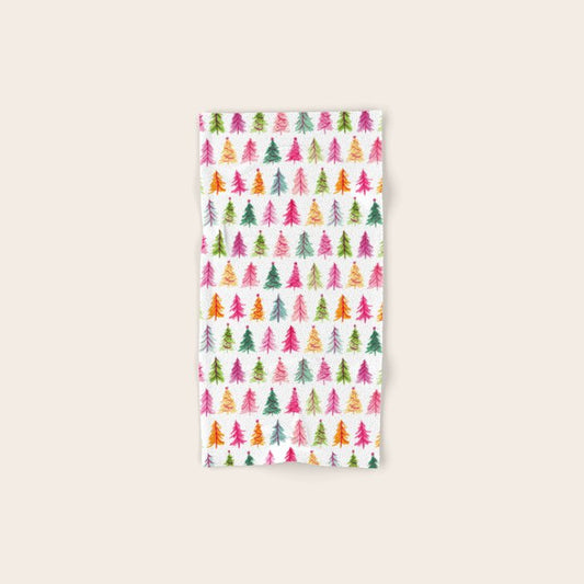 Colorful Vintage Bottlebrush Christmas Trees Bath Towel Gallery Image 1