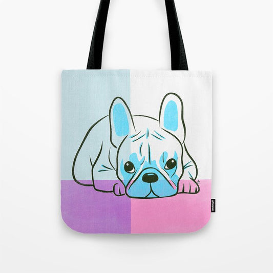 Adorable French Bulldog Puppy Artwork Tote Bag Gallery Image 1