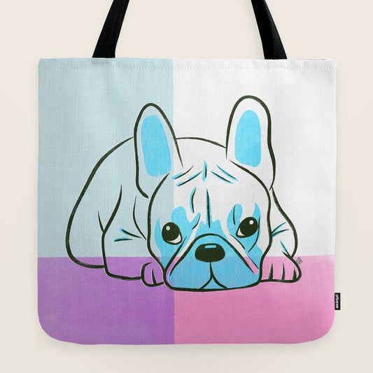 Adorable French Bulldog Puppy Artwork Tote Bag Gallery Image 2