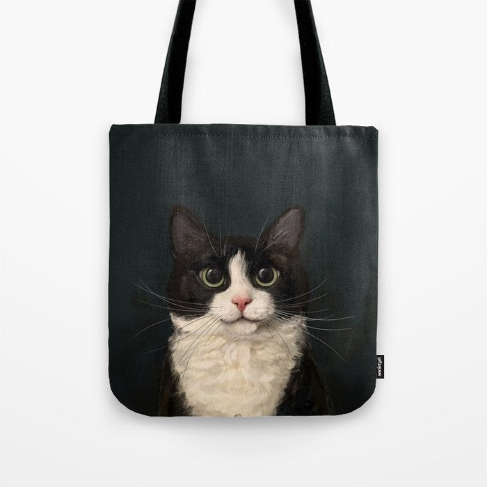 Tuxedo Cat Portrait Tote Bag Gallery Image 1