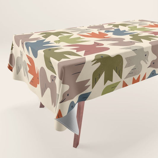 Midcentury Bird Grid Tablecloth Gallery Image 1