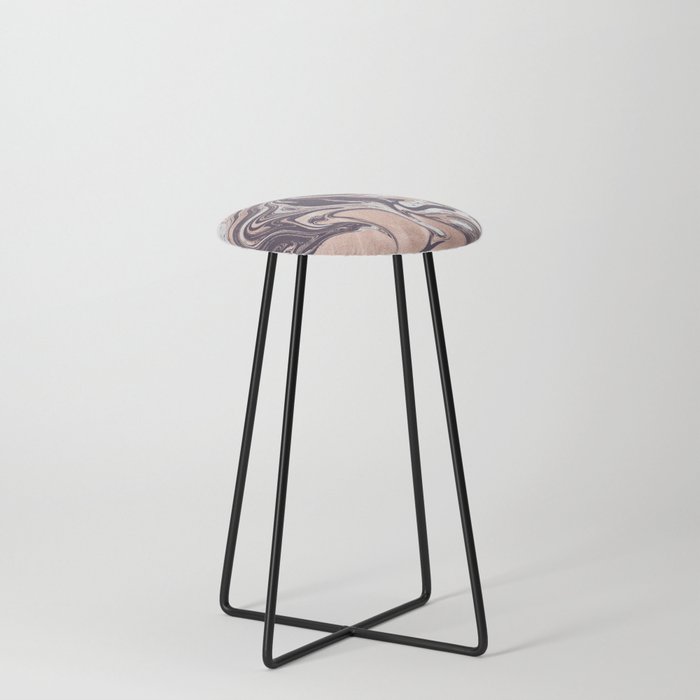 Liquid Rose Gold Violet and Marble Stool Gallery Image 3