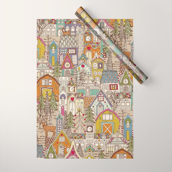 vintage gingerbread town Wrapping Paper Gallery Image 1
