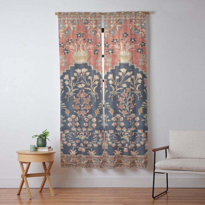 Kashan Poshti Antique Central Persian Rug Print Window Curtain Gallery Image 13