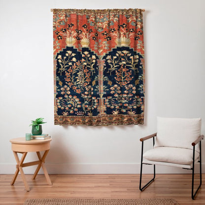 Kashan Poshti Antique Central Persian Rug Print Window Curtain Gallery Image 7