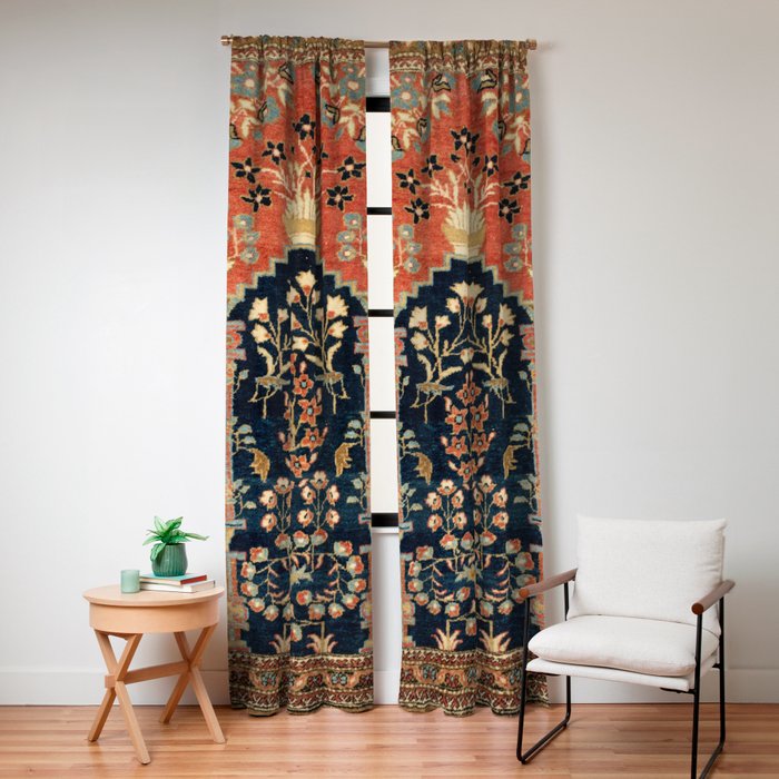 Kashan Poshti Antique Central Persian Rug Print Window Curtain Gallery Image 4