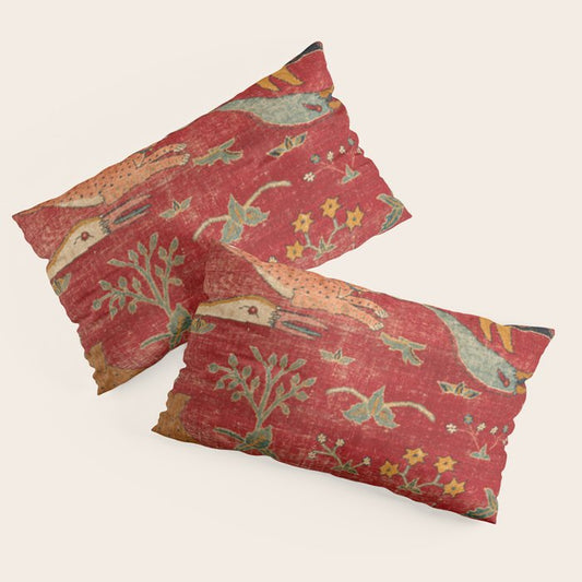 Animal Grotesques Mughal Carpet Fragment Digital Painting Pillow Sham Gallery Image 2