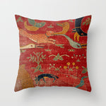 Animal Grotesques Mughal Carpet Fragment Digital Painting Throw Pillow Gallery Image 1