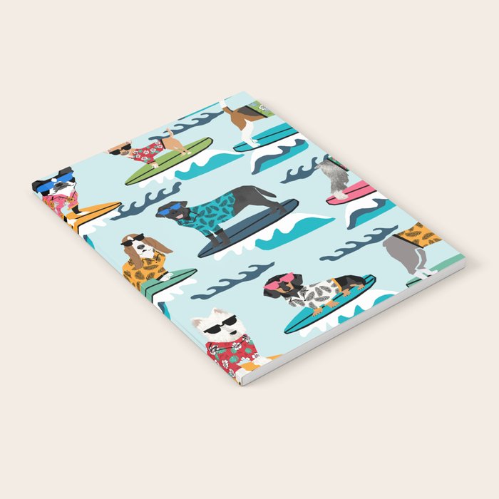 Surfing Dogs - cute summer tropical dogs surfing Notebook Gallery Image 2