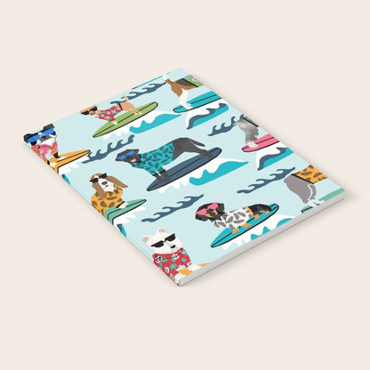 Surfing Dogs - cute summer tropical dogs surfing Notebook Gallery Image 1