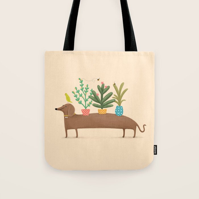 Dachshund & Parrot Tote Bag Gallery Image 1
