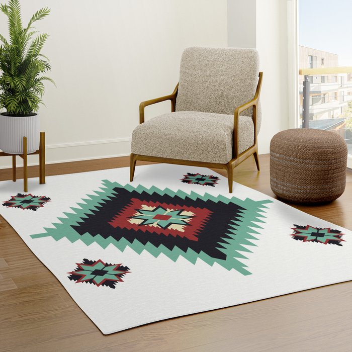 Southwest Santa Fe Geometric Tribal Indian Pattern Rug Gallery Image 3