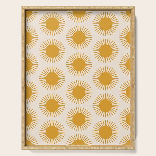 Boho Summer Sun Pattern I Golden Serving Tray Gallery Image 1