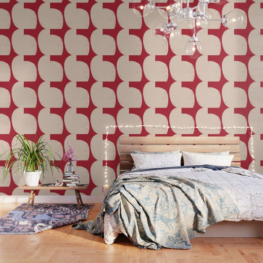 Half-Circle Shapes on Red Wallpaper Gallery Image 2