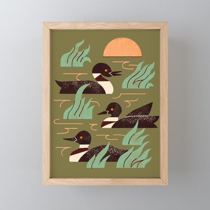 Loons At Dusk Mini Art Print Gallery Image 1