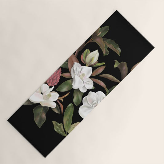 Magnolias Flowers Black Yoga Mat Gallery Image 1