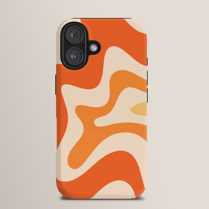 Retro Liquid Swirl Abstract Pattern Square Tangerine Orange Tones iPhone Case Gallery Image 13