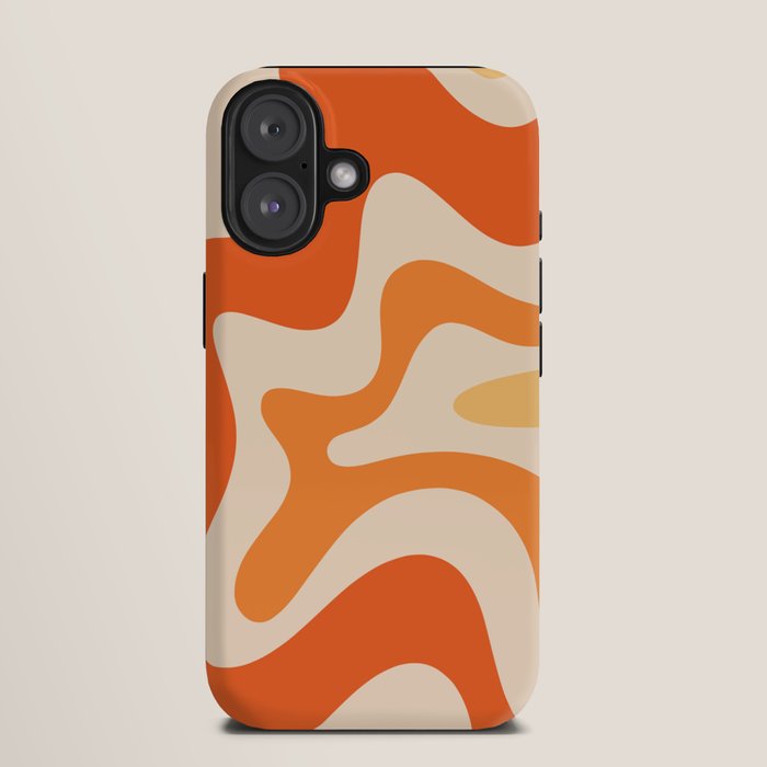 Retro Liquid Swirl Abstract Pattern Square Tangerine Orange Tones iPhone Case Gallery Image 9