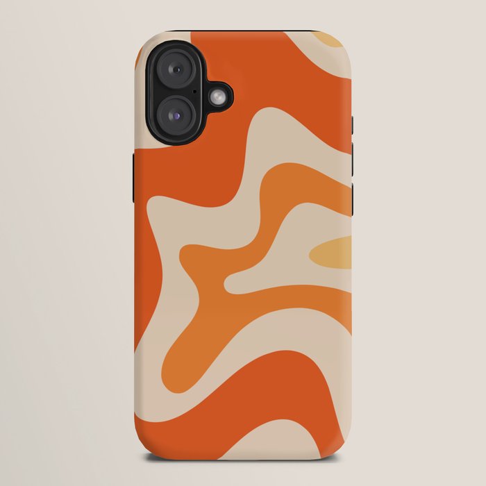 Retro Liquid Swirl Abstract Pattern Square Tangerine Orange Tones iPhone Case Gallery Image 10