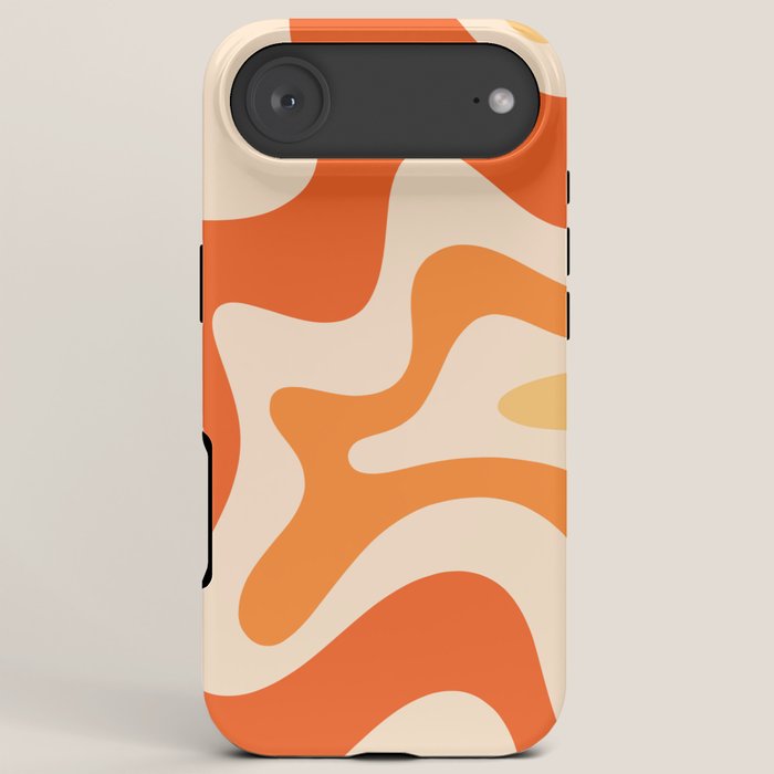 Retro Liquid Swirl Abstract Pattern Square Tangerine Orange Tones iPhone Case Gallery Image 6