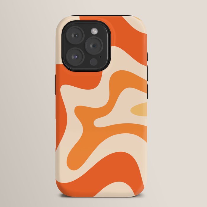 Retro Liquid Swirl Abstract Pattern Square Tangerine Orange Tones iPhone Case Gallery Image 15