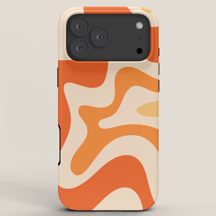 Retro Liquid Swirl Abstract Pattern Square Tangerine Orange Tones iPhone Case Gallery Image 8