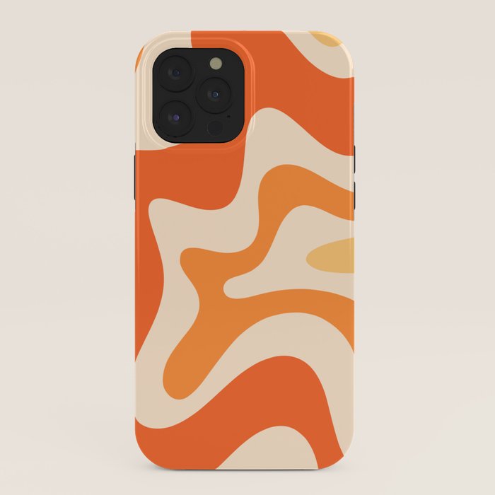 Retro Liquid Swirl Abstract Pattern Square Tangerine Orange Tones iPhone Case Gallery Image 40