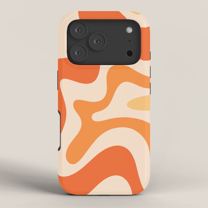 Retro Liquid Swirl Abstract Pattern Square Tangerine Orange Tones iPhone Case Gallery Image 3
