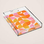 Mid Century Mod Geometry in Pink and Orange Acrylic Tray Gallery Image 1