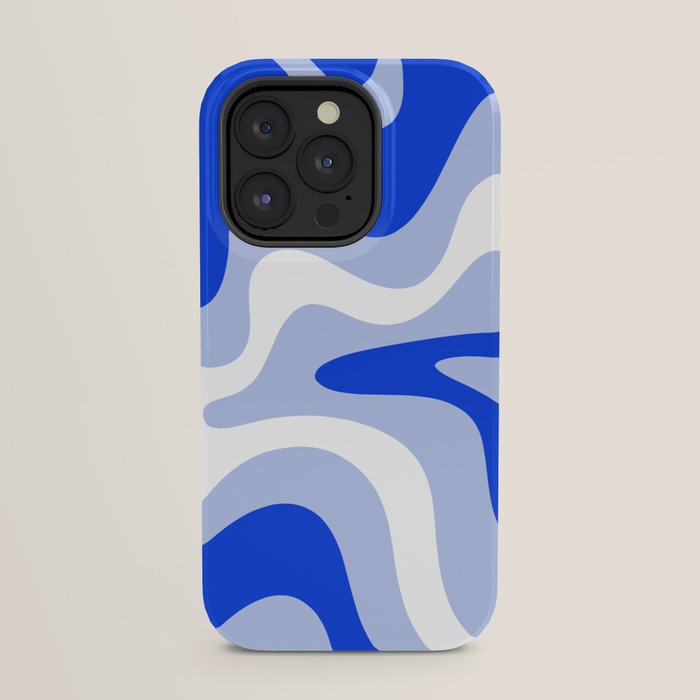 Retro Liquid Swirl Abstract Pattern Square in Royal Blue, Light Blue, and White iPhone Case Gallery Image 31
